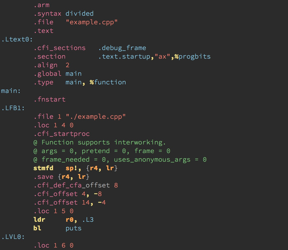 使用 arm 语法类型显示的 ARM 汇编 FigX4.2